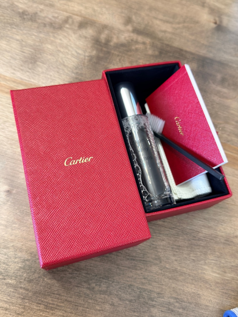 Cartier Red Jewelry Care Set with Silver-Top Cleaning Lotion - Picture 5 of 7